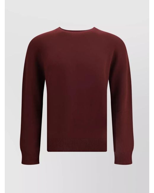 Jil Sander Red Seamless Ribbed Wool Sweater for men