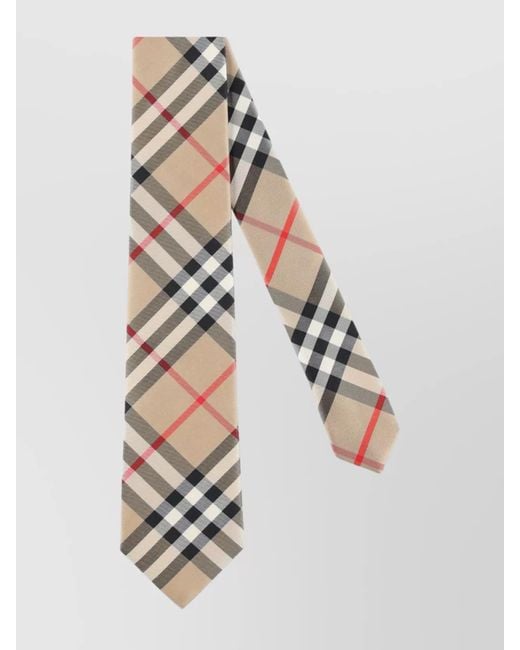 Burberry White Silk Check Tie for men