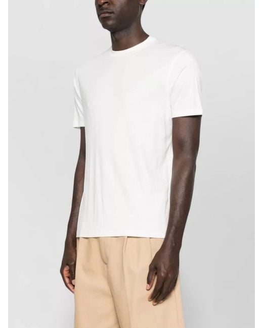 Emporio Armani White Silk Blend Logo Short-Sleeve T-Shirt for men