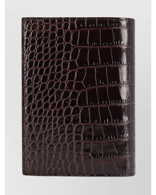 Tom Ford Black Crocodile-Print Leather Wallet for men