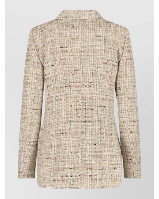 Lardini Natural Longline Tweed Blazer Button Detailing Lapels