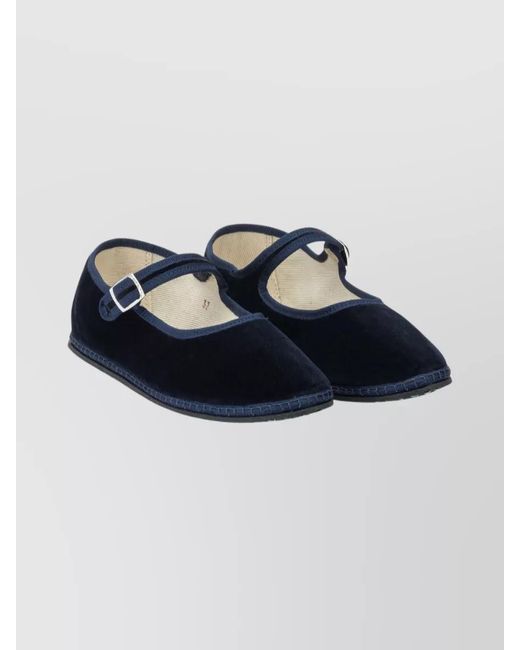 Vibi Venezia Blue Velvet Ballerina Shoes
