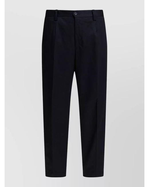 Briglia 1949 Blue Tailored Trousers Pleated Front Belt Loops Pockets for men