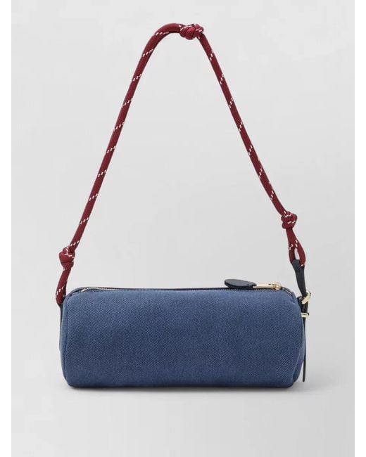 Miu Miu Blue Shoulder Bag Knotted Strap Leather Design