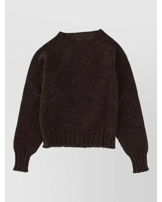 Margaret Howell Black Knit Crew Neck Sweater Mhl Logo