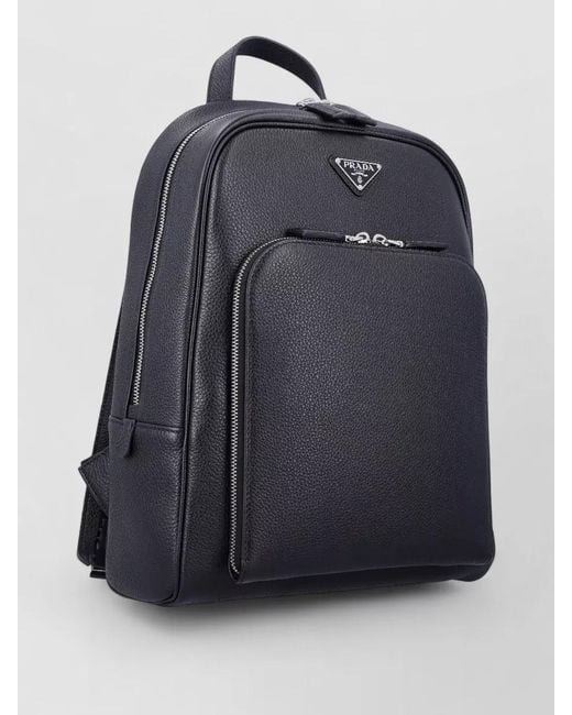 Prada Black Leather Backpack Tone Hardware for men