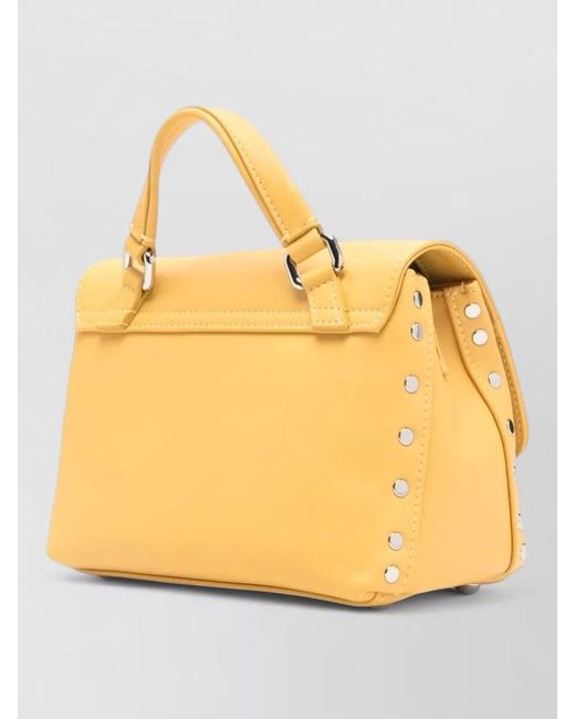 Zanellato Yellow Calf Leather Studded Shoulder Bag