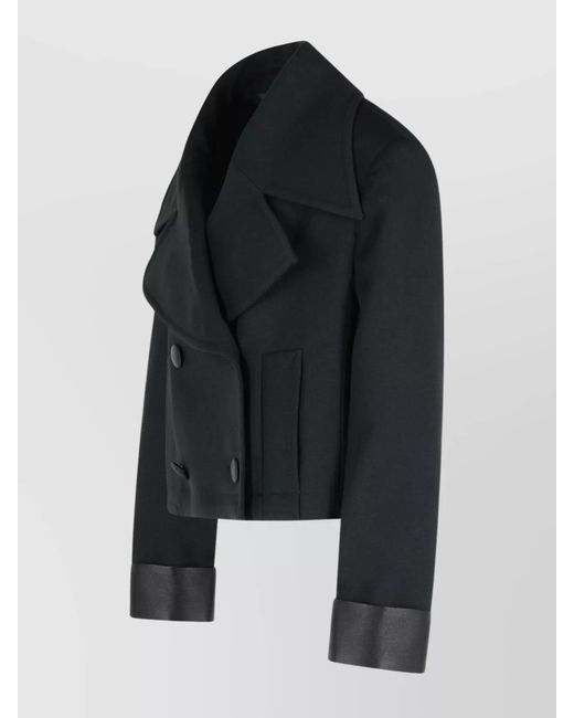 Dolce & Gabbana Black Wool Silk Double-Breasted Cropped Jacket