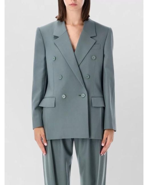 Chloé Blue Double Breasted Tailored Jacket Notched Lapel