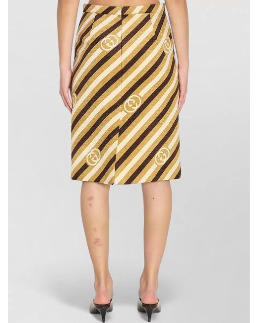 Gucci Yellow Diagonal Gg Velvet Midi Skirt