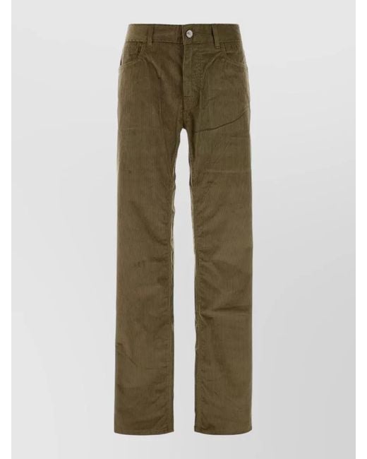 Etro Green Stretch Corduroy Pants Belt Loops Pockets for men