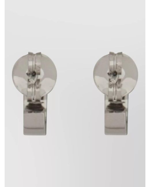 MM6 by Maison Margiela Natural Signature Logo Hoop Earrings Polished Finish