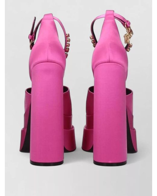 Versace Pink Satin Platform Sandals