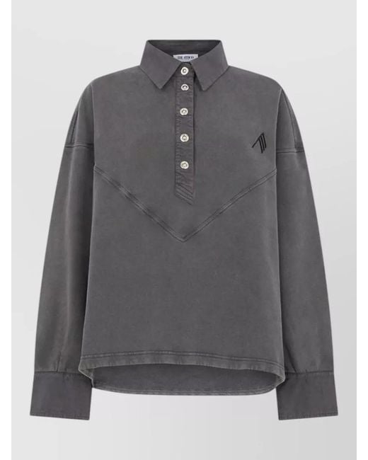The Attico Gray Polo Collar College Sweatshirt Relaxed Fit