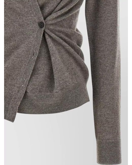 Rohe Gray Twisted Ballet Cardigan V Neck Buttons