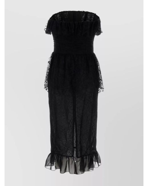 Alessandra Rich Black Lace Midi Dress