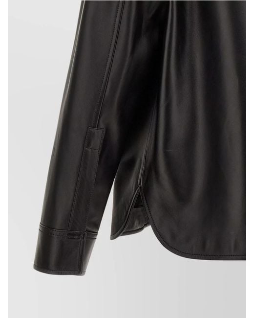Loewe Black Leather Overshirt Stitch Detailing for men