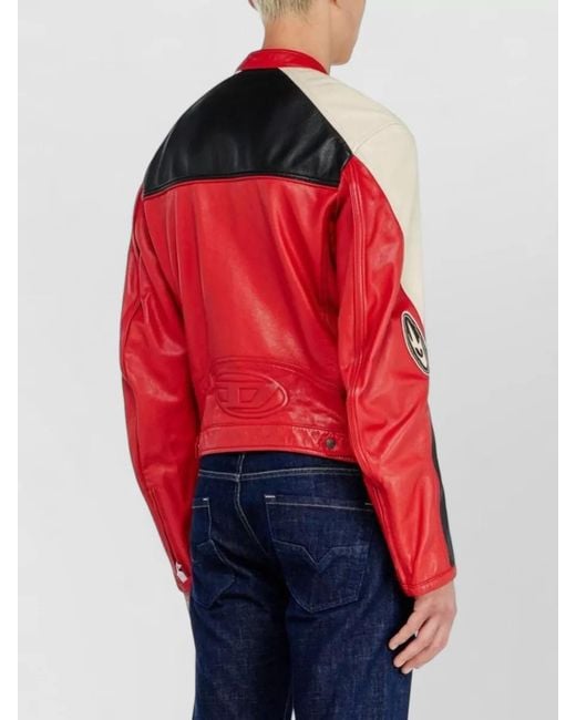 DIESEL Red Leather Coat for men