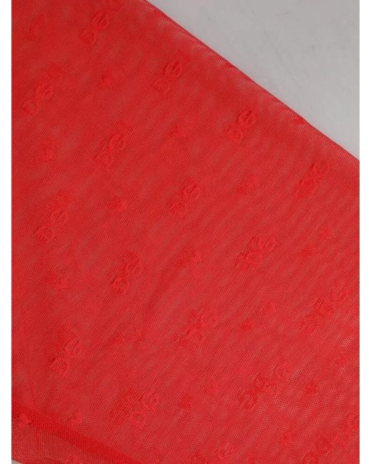 Dolce & Gabbana Red Logo Lace Leggings