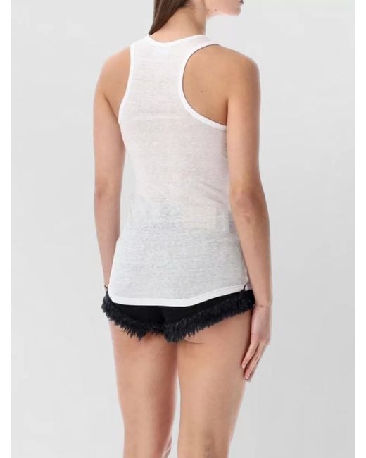 Isabel Marant Blue Linen Relaxed-Fit Sleeveless Tank Top