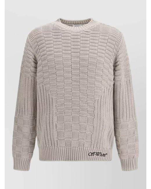 Off-White c/o Virgil Abloh Gray Ribbed Cotton Sweater for men