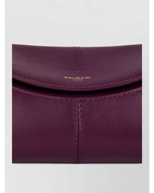 Balmain Purple Small Leather Shoulder Bag