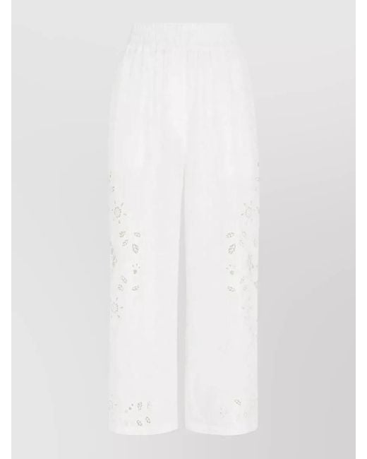 Dolce & Gabbana White Linen Short Trousers Cut Out Embroidery