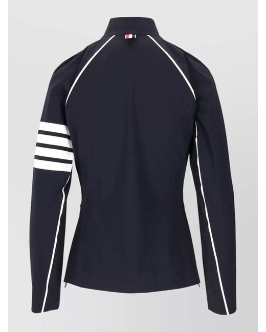 Thom Browne Blue Compression Zip Jacket High Collar Stripes