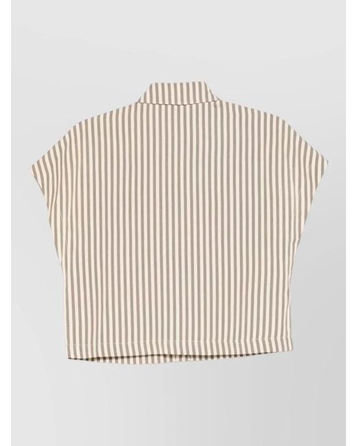 Alysi Natural Short Sleeve Shirt Chest Pocket Collar