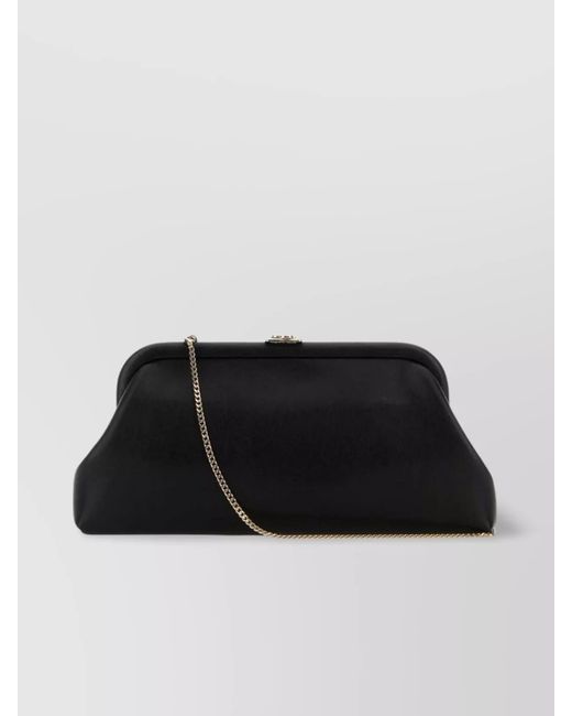 Jimmy Choo Black Skylar Leather Clutch Chain Strap