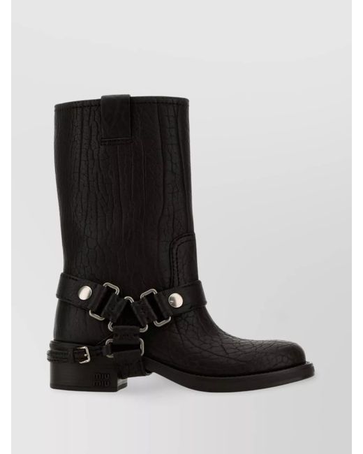 Miu Miu Black Leather Ankle Boots