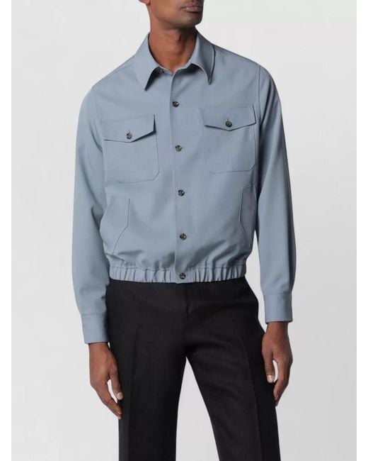 Lardini Blue Wool Shirt Jacket for men