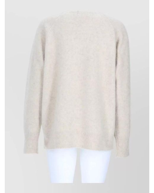 P.A.R.O.S.H. White Raccoon Fur Knit Top Crew Neck