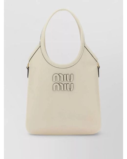 Miu Miu Natural Leather Shopping Tote Bag Top Handle