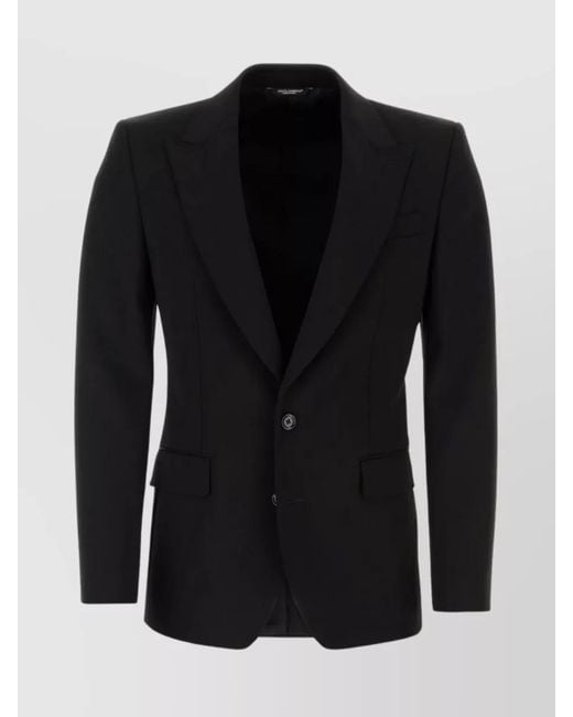 Dolce & Gabbana Black Virgin Wool Single-Breasted Blazer for men