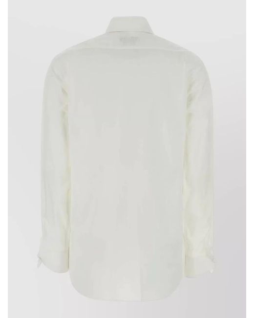 Moschino White Stretch Poplin Shirt Long Sleeves Pockets for men