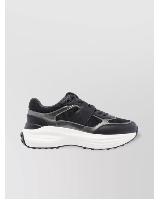 Tod's Gray Round Toe Lace-Up Sneakers With Mesh Panels