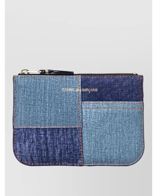 Comme des Garçons Blue Leather Zip Pouch