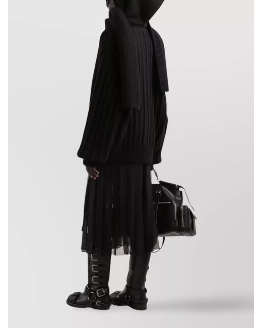 Dolce & Gabbana Black Ribbed Virgin Wool Long-Sleeve Cardigan