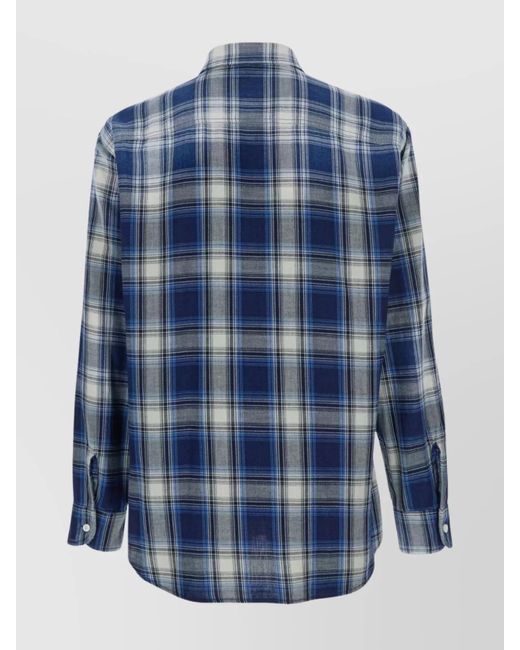 DSquared² Blue Checked Cotton Long-Sleeve Shirt for men