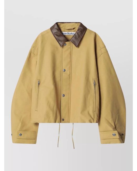Acne Natural Jacket Contrast Collar Adjustable Cuffs Drawstring Hem for men