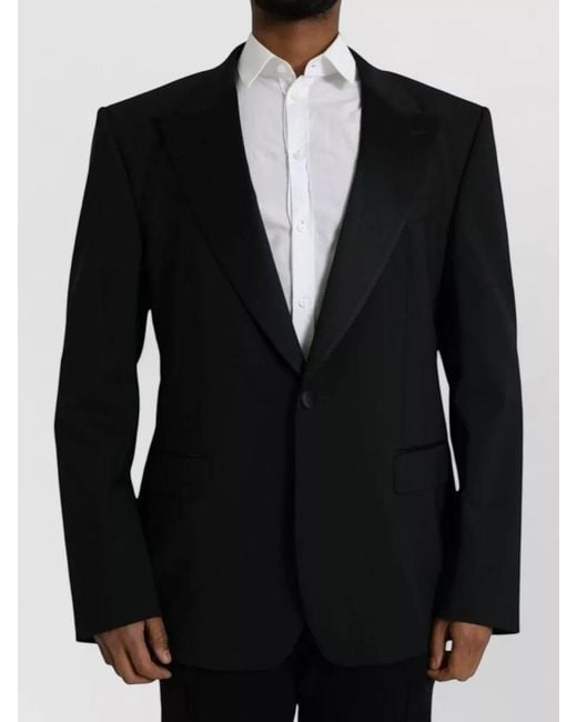 Dolce & Gabbana Black Silk Blend Single Breasted Suit Jacket for men