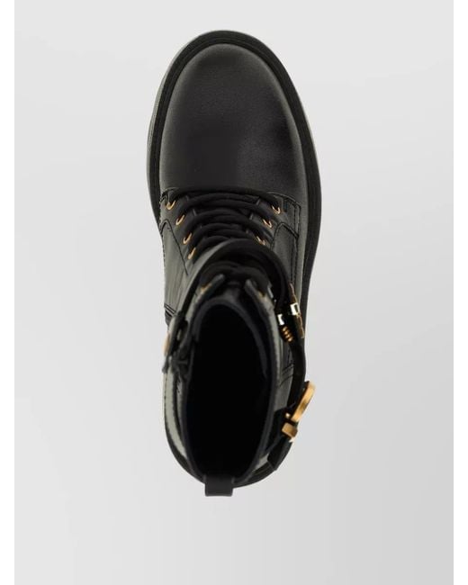 Pinko Black Leather Lace-Up Ankle Boots
