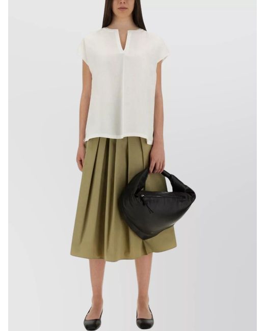 Aspesi Green Pleated Midi Skirt High Waist Wide Fit
