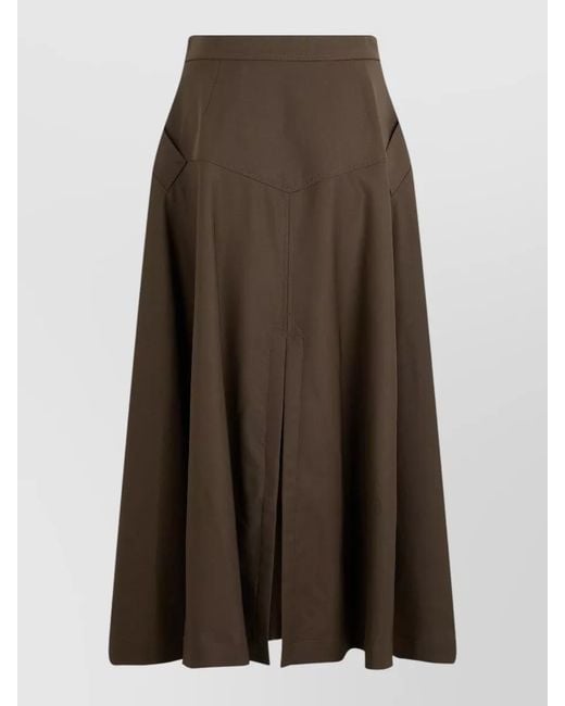 Burberry Brown High Waist A Line Wool Gabardine Skirt