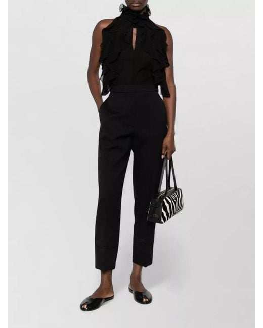 Lanvin Black Wool Straight-Leg Cropped Trousers