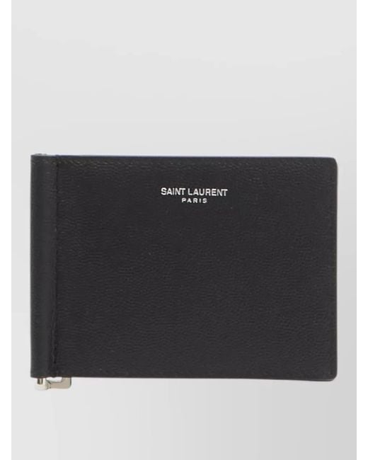 Saint Laurent Black Calfskin Money Clip Wallet for men
