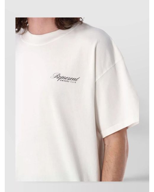 Represent White Cotton Logo Print Crew Neck T-Shirt for men