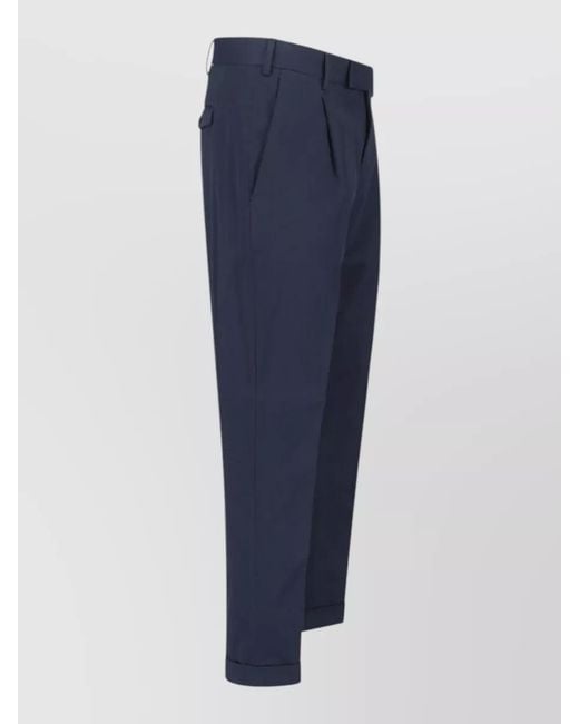 PT Torino Blue Straight-Leg Tailored Trousers for men