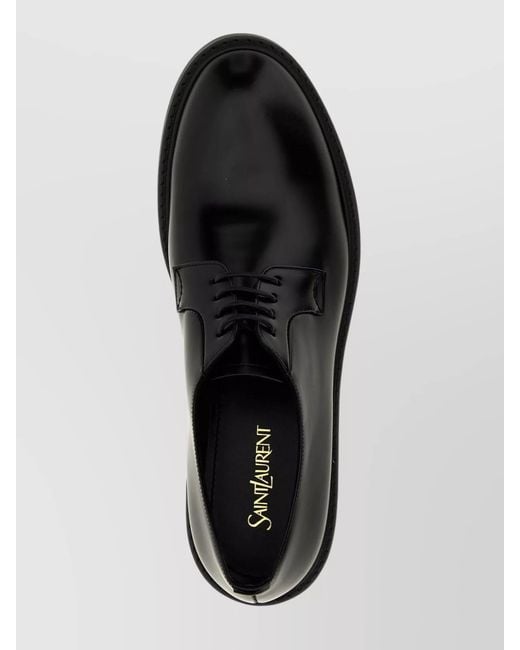 Saint Laurent Black Leather Lace-Up Shoes for men